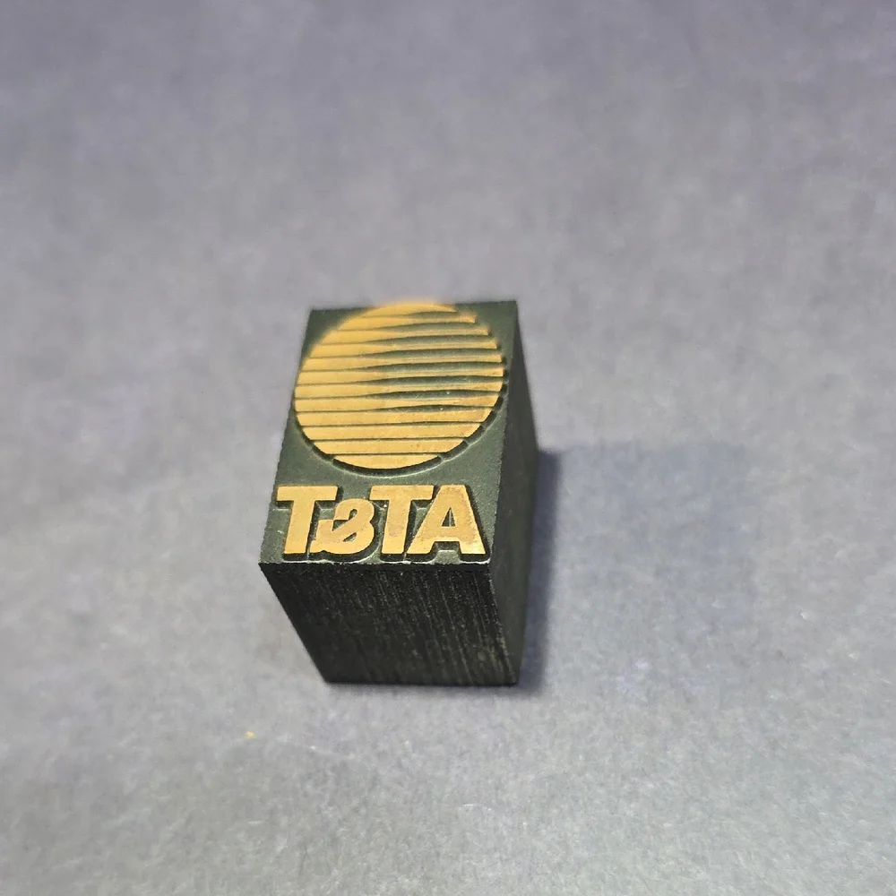 Vintage Wood-Mounted Letterpress Printing Block For‎ AT&T, Vintage 1980s